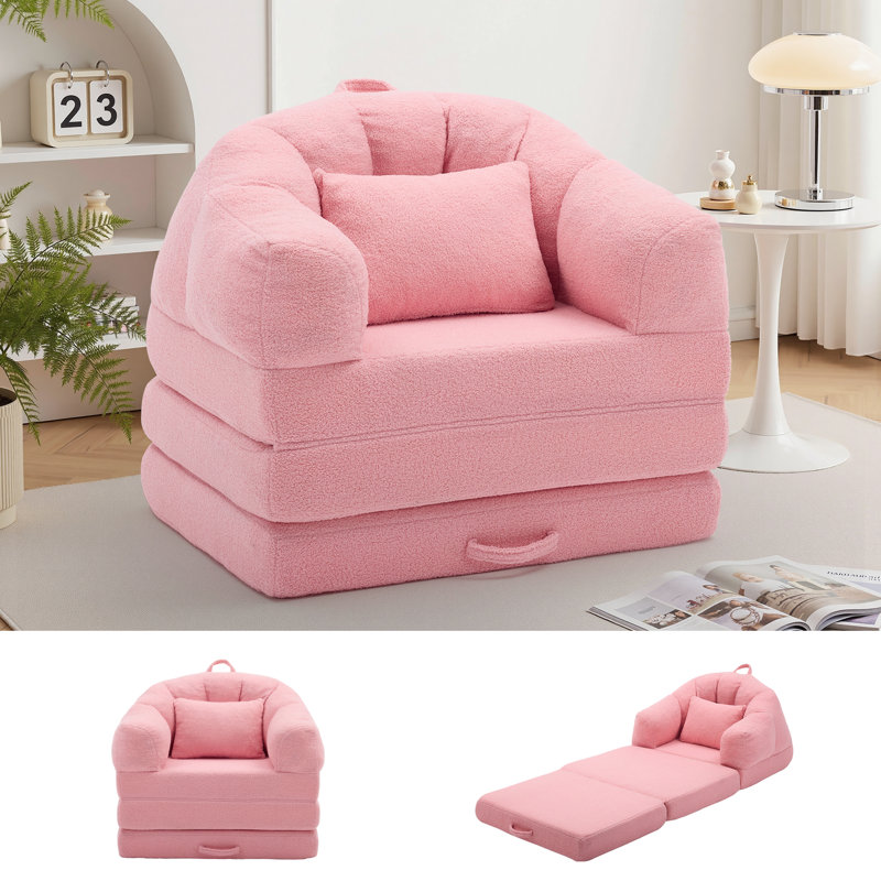 Folding Sofa Bed, Convertible Sleeper Chair with Armrest, Floor Futon Couch with Pillow, Sleeper Single Chair for Adults, Couches for Living Room, Small Couches for Small Spaces