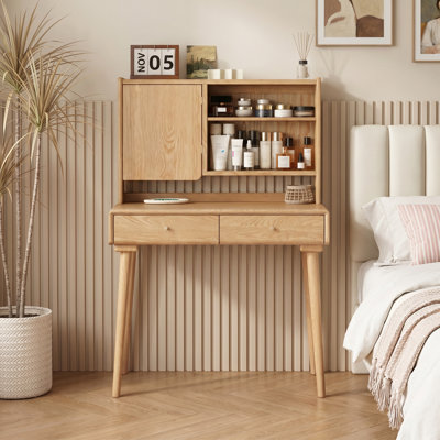 Coiffeuse avec rangement en bois de frêne massif avec rangement