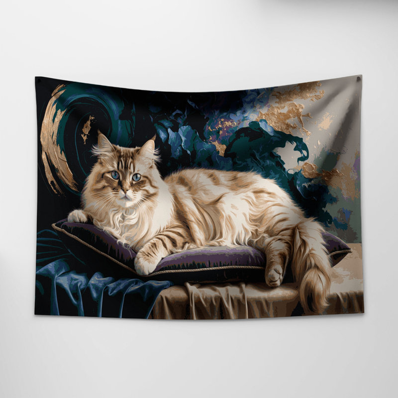 Tapisserie murale himalayenne à motifs de chats, 68 po x 80 po