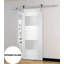 Porte de grange blanche en verre givré Sete avec trousse de quincaillerie d'installation-58144794-58144795