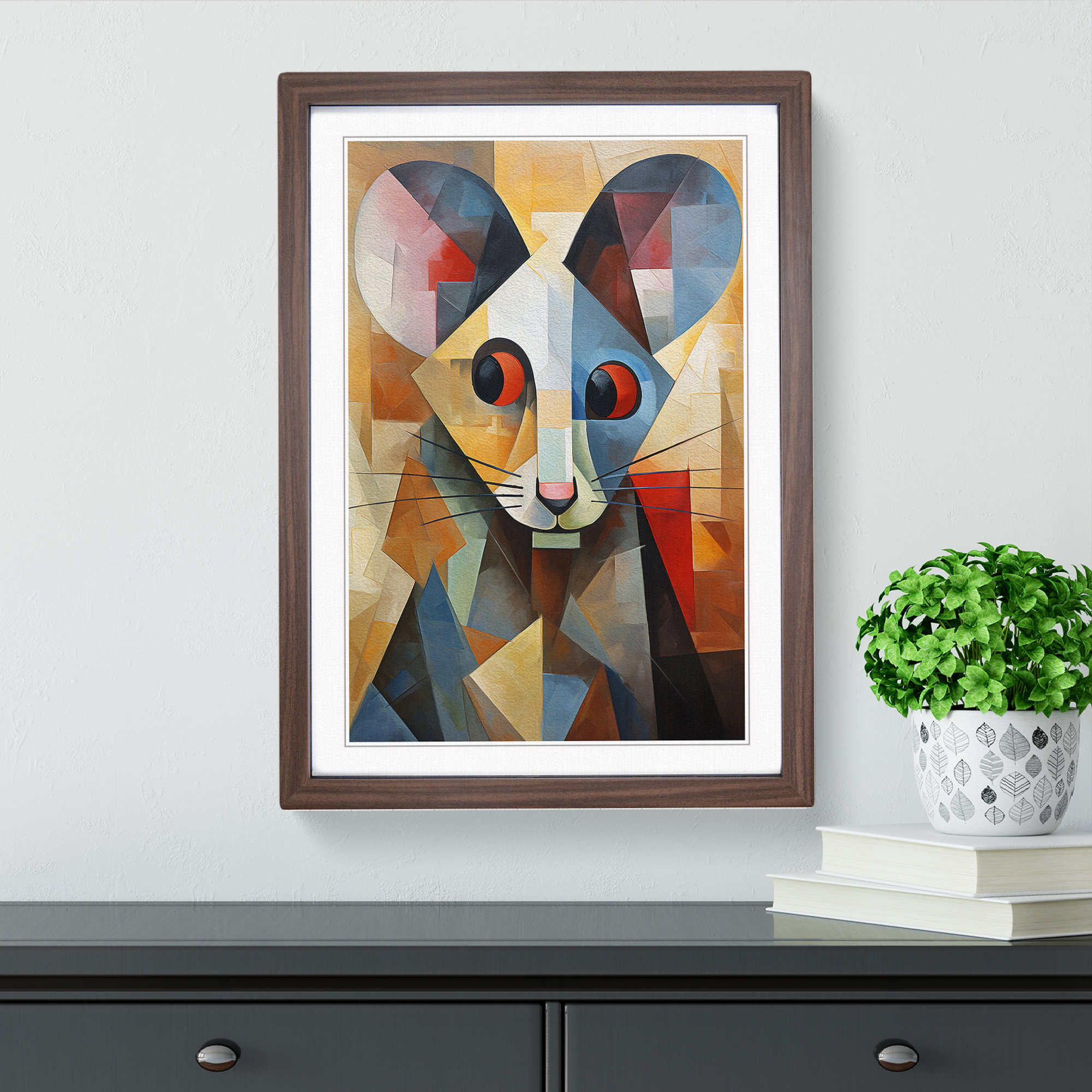 Brambly Cottage Rat Cubism - Single Picture Frame Art Prints on Wood ...