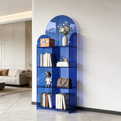 Modern Blue Acrylic Bookcase Display