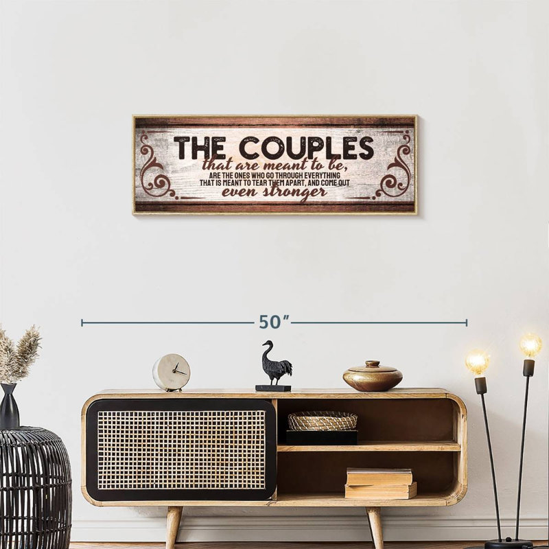 The Couples Quote Wall Sign, Floating Frame Natural Wood, 37" X 13"