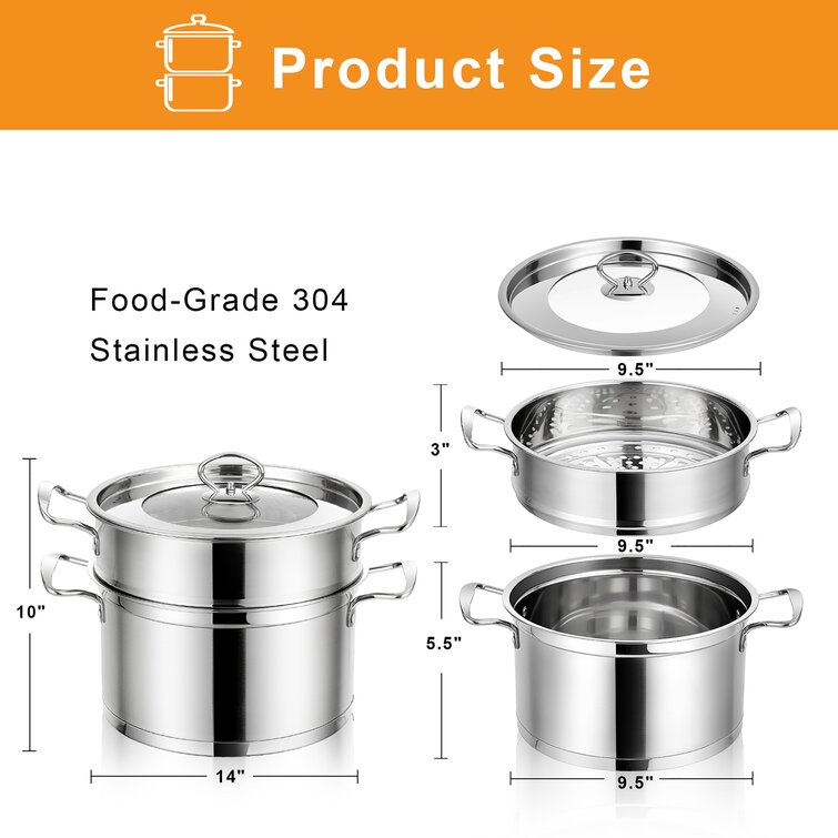 5 Steamer Pans Tier Premium Stainless Steel Steamer Set Cookware Pot Sauce  Pot Multi-Layer Steam Food Pot Boiler Steamer Cookware 