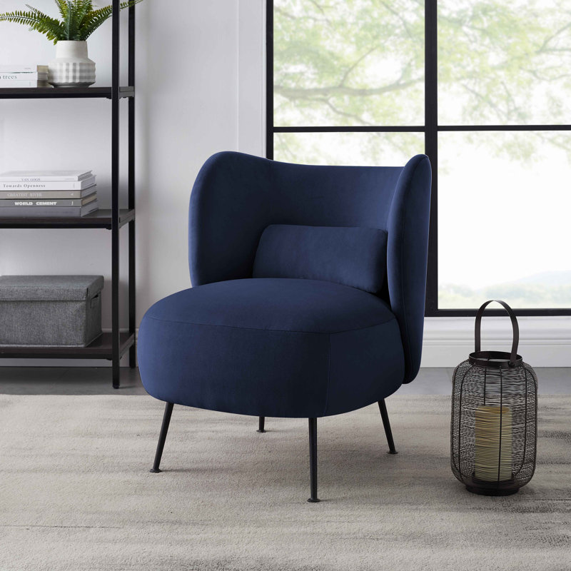 Emiline 61Cm Wide Barrel Chair, Deep Blue Velvet