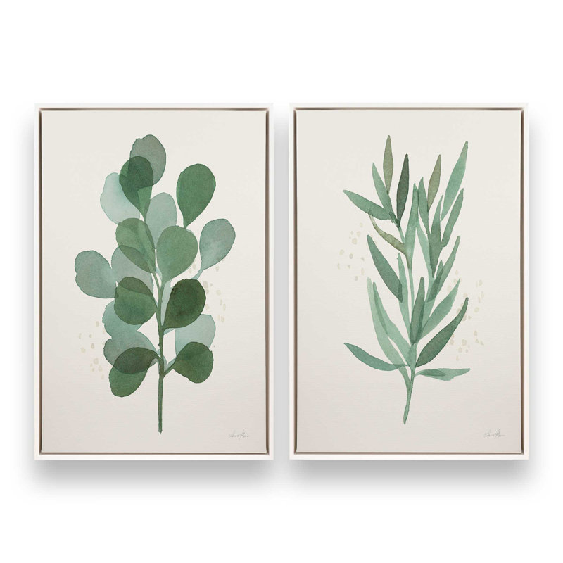 Ensemble d'impressions Green Leaf, Cadre flottant blanc opaque, H 19 po x l 26 po