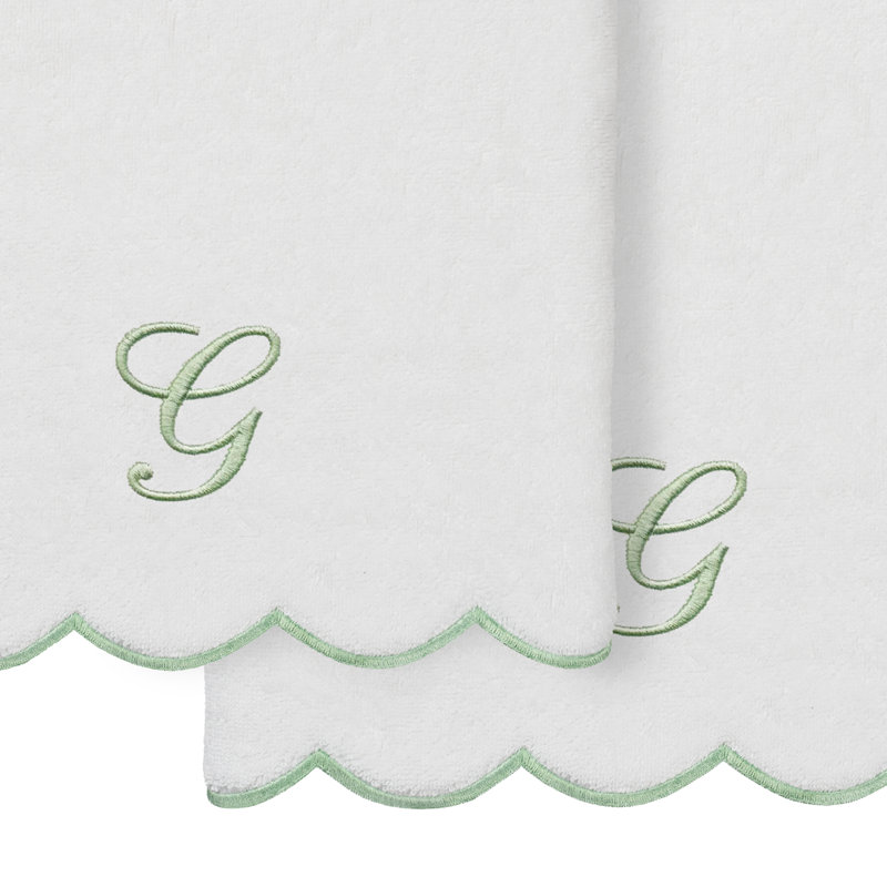  Ensemble de serviettes de bain personnalisables 100% coton turque ADORNIA 2PC, G, Blanc/vert