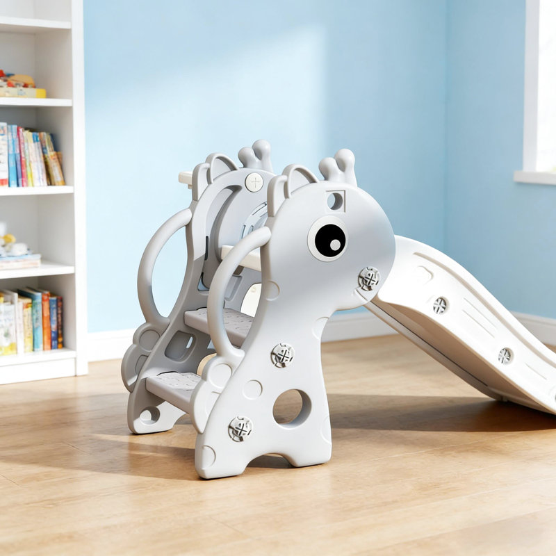 Glissade avec grimpeur intégré, apparence de girafe, pas antidérapants, rampes latérales, fabrication simple à entretenir, pendant 1 an et plus