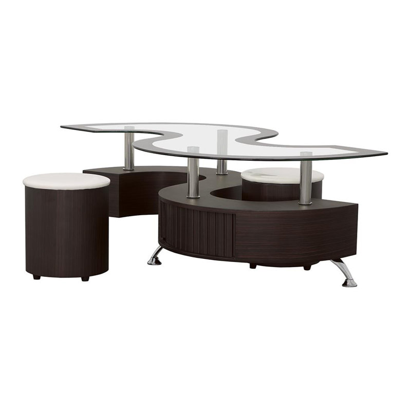 3-Piece Coffee Table And Stools Set Cappuccino