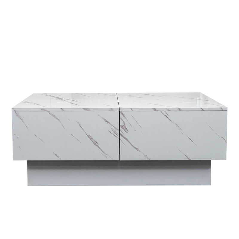 Table basse extensible avec plateau coulissant et compartiment de rangement caché, table de centre moderne pour le salon
