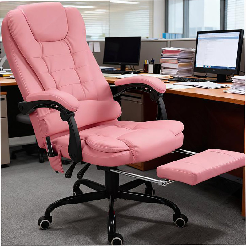 Fauteuil de massage vibrant à 7 points avec dossier haut et fonction inclinable, rose