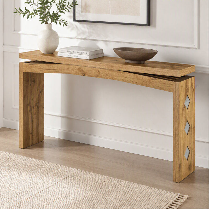 Console en bois, table d'appoint à dossier en bois de 62 po de longueur x 31 po de hauteur, bureau d'entrée pour le couloir et l'entrée