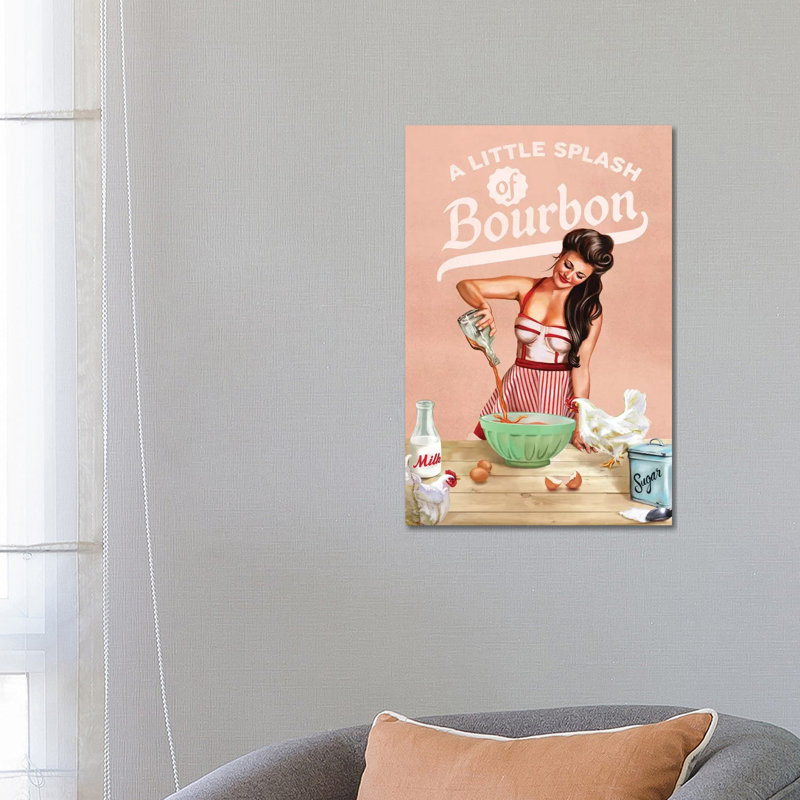 Bourbon Chickens Pinup - Print on Canvas, 101.6 cm H x 66.04 cm W x 3.175 cm D, Wrapped Canvas