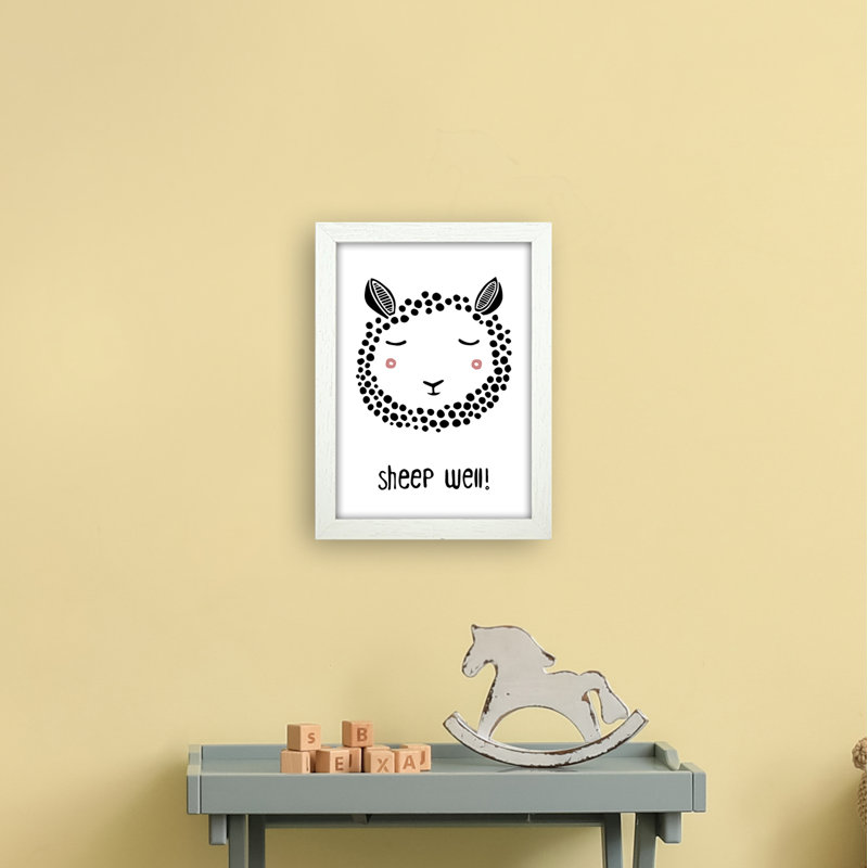 Sheep by Miniofmine - Print, 34cm H x 25cm W x 3cm D, Brown Framed