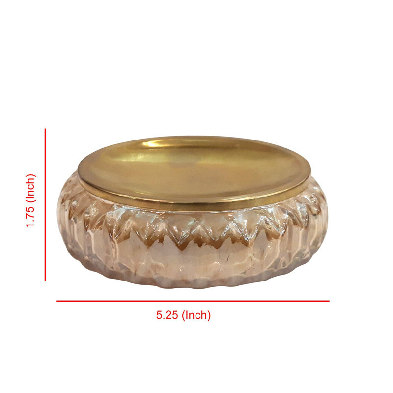 Oneita Glass Soap Dish for Bathroom Counter, Shower & Kitchen | Amber Finish, Amber Gold