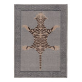 Rug & Kilim’S Distressed Tiger Rug In Gray With Beige And Brown Pictorial