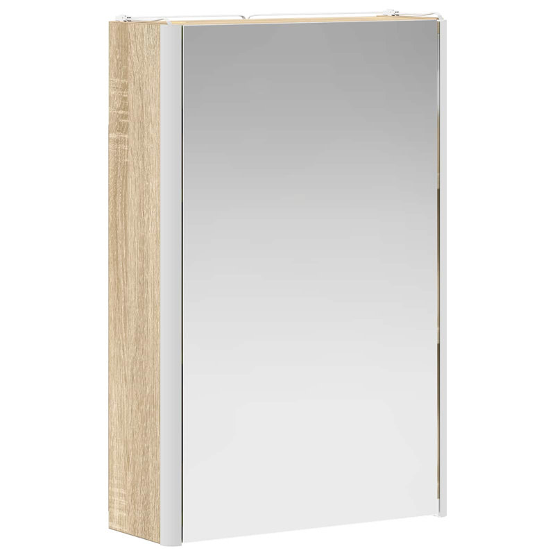 W H Wall Mounted Required Medicine Cabinet Mirror 2, Sonoma Oak, 50cmH x 33cmW x 11.5cmD
