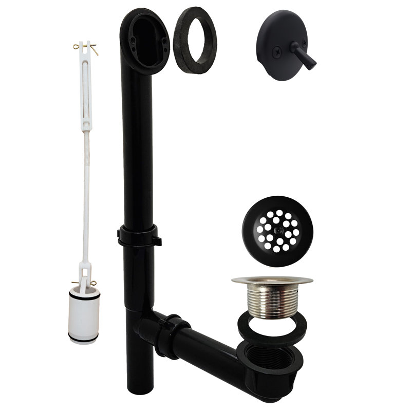 Trip Lever and Grid Cover Bathtub Leg Tub Drain with Overflow, Matte Black