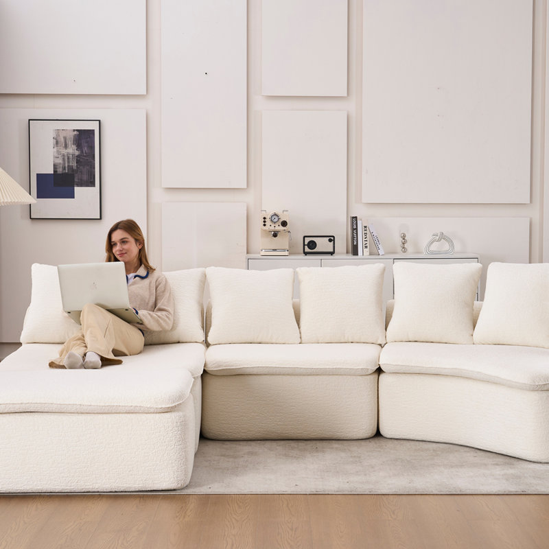 Canapé Module, Chenille blanc laiteux