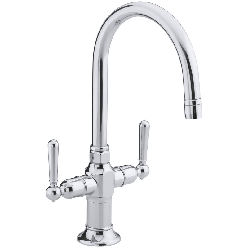 HiRise Double Handle Kitchen Faucet with Lever Handles, Polished Stainless