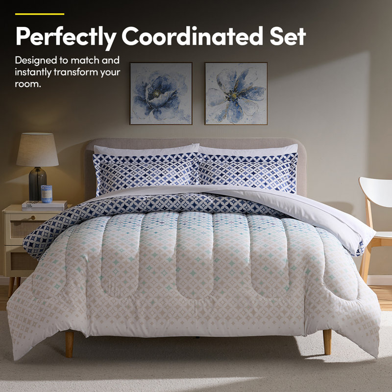  Reversible Comforter Set, Full Comforter + 6 Additional Pieces