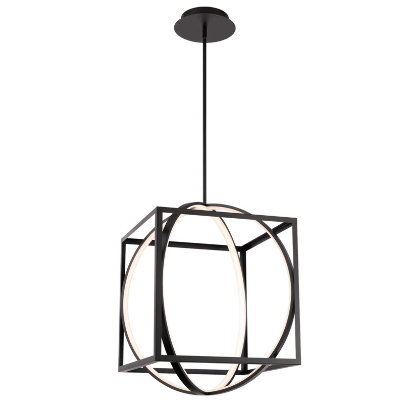 Luminaire suspendu géométrique carré à 1 lumière DEL, H 25,63 po x l 18,88 po x P 18,88 po