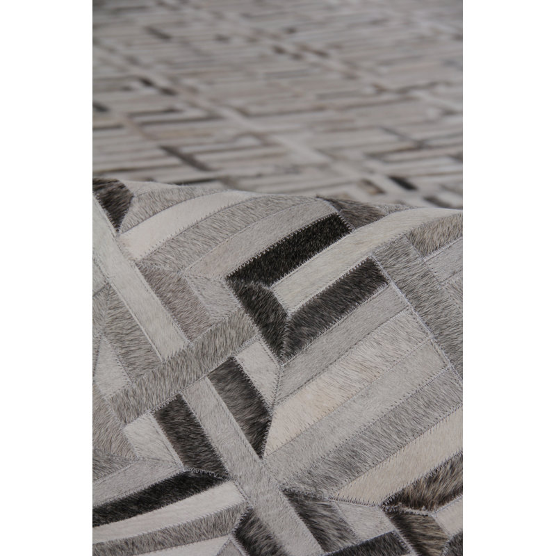 Natural Hide Cowhide Geometric Area Rug, Rectangle 11'6" x 14'6"