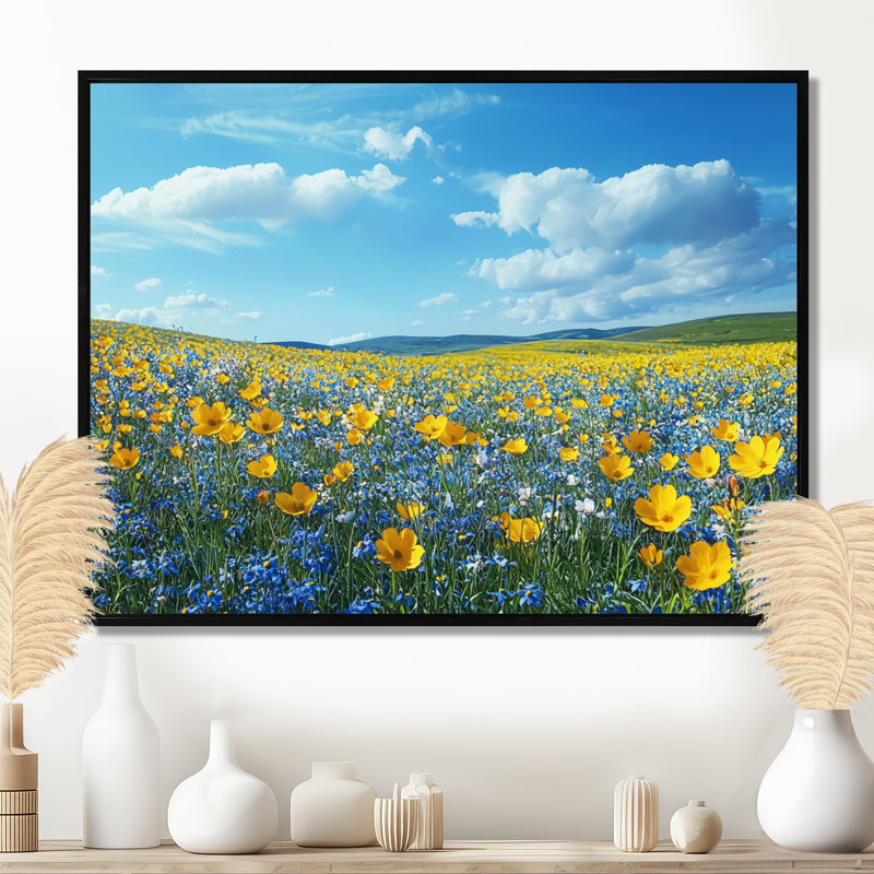 Ioseph - Floral Wall Art, H 30 po x l 40 po, Noir, Impression encadrée flottante