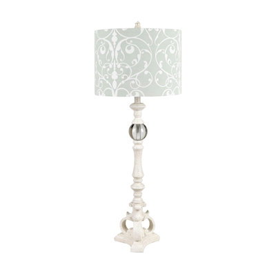 37.5" Resin Table Lamp With Green Shade