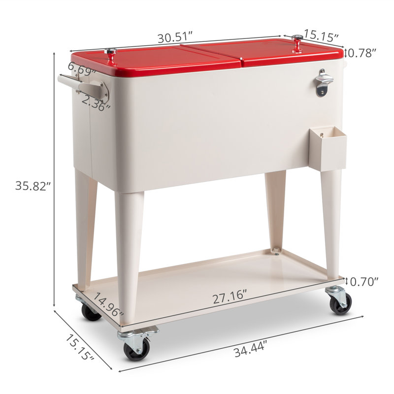 80 pte Armoire de rangement pour l'extérieur, Blanc laiteux / rouge