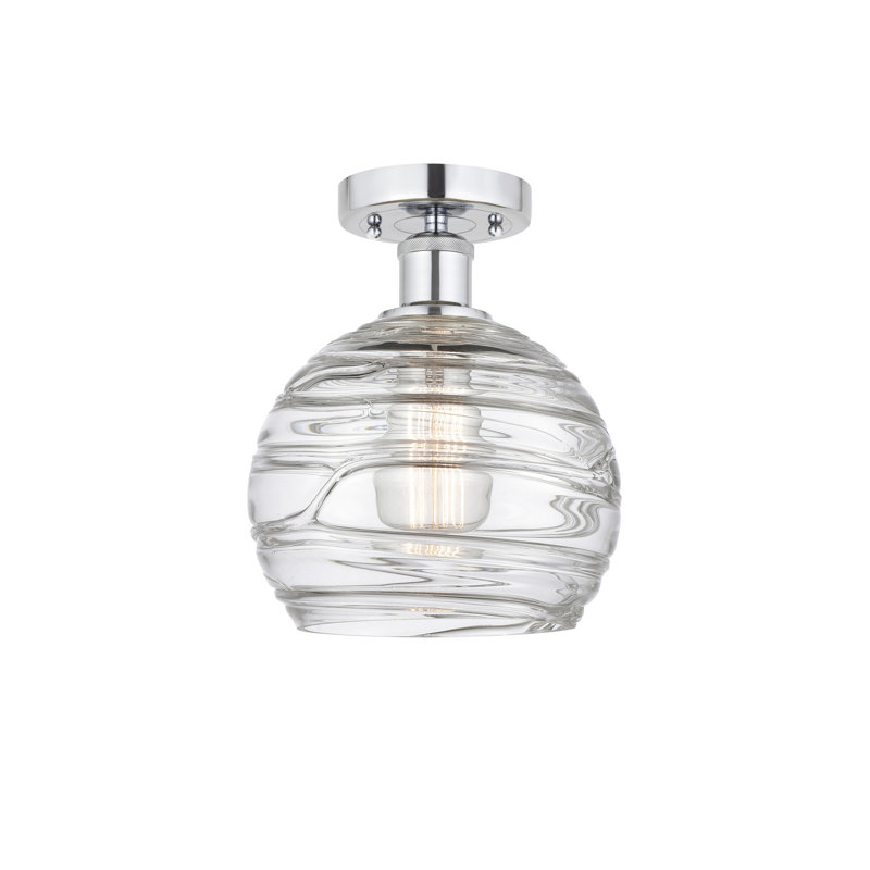 Glass Semi Flush Mount, 10" H x 8" W x 8" D, Polished Chrome