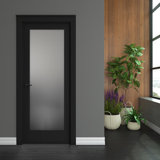 Frosted Glass 1-Lite Wood Painted French Doors