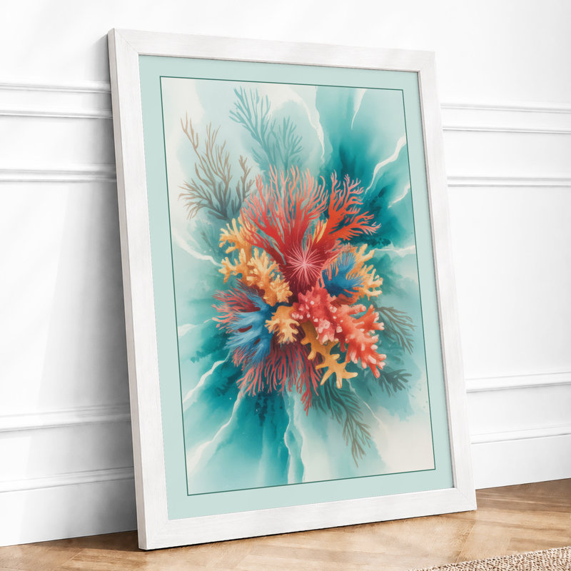 Luminous Floral Burst Botanical - Framed Print, A3 - 42.0 x 29.7 cm, White