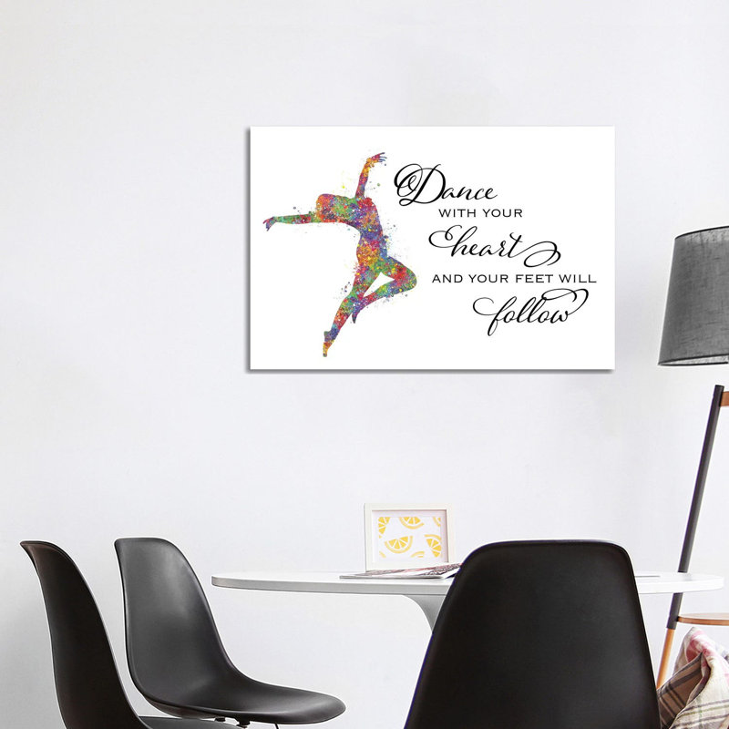 Lyrical Dance Quote Heart Follow by Genefy Art - Wrapped Canvas Print, 101.6 cm H x 66.04 cm W x 3.175 cm D