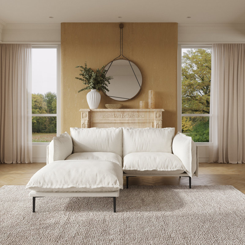 Traci Upholstered 74.8'' Wide Velvet Reversible Modular Sofa & Chaise,3-piece, Beige