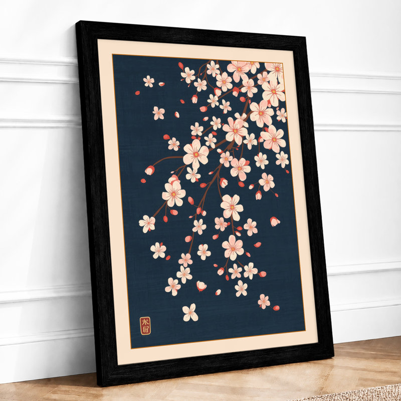 Drifting Blossoms Botanical - Framed Print, A4 - 29.7 x 21.0 cm, Black