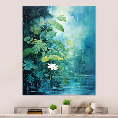 Blue And White Tropical Plants Mirage 4 - Jungle Metal Wall Art