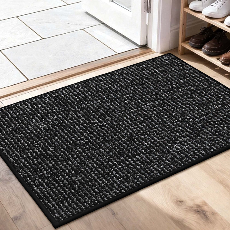 Bukvice Non-slip Washable Door Mat, 24" W x 36" L, Black