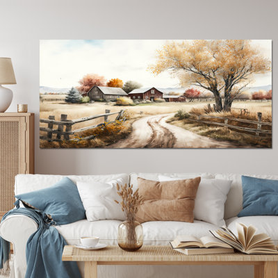 Art mural sur toile de ferme, reproduction de paysage de grange au printemps rustique - Belle grange au printemps VI