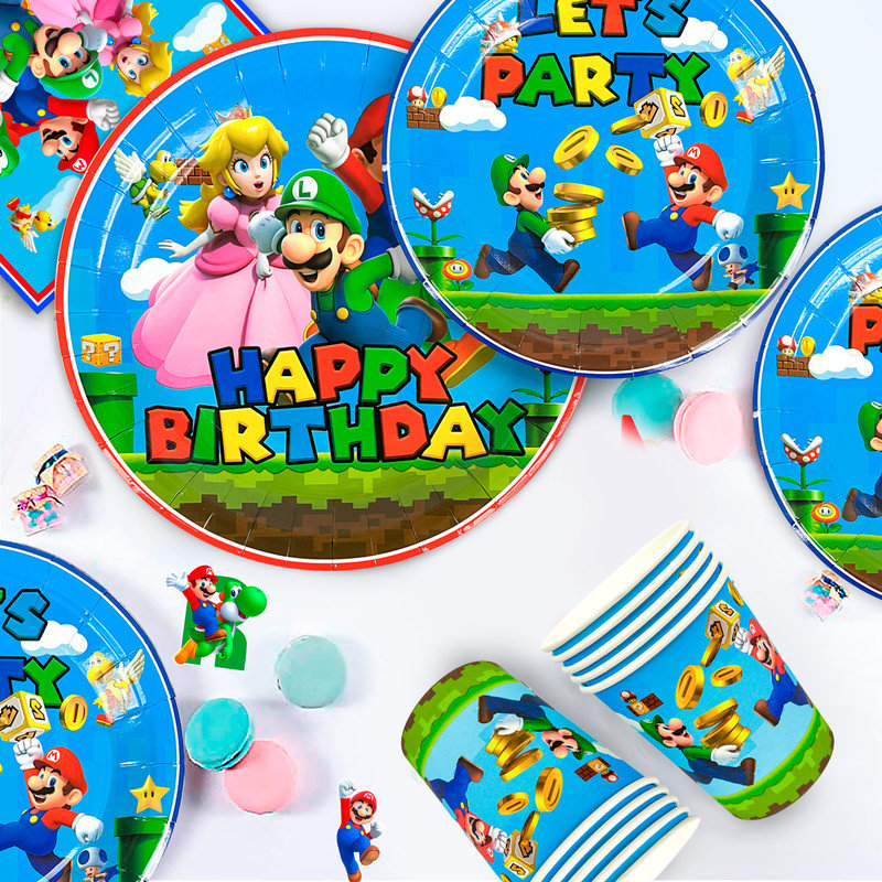 Super Mario Birthday Party Supplies-66pcs Super Mario Tableware Party Supplies
