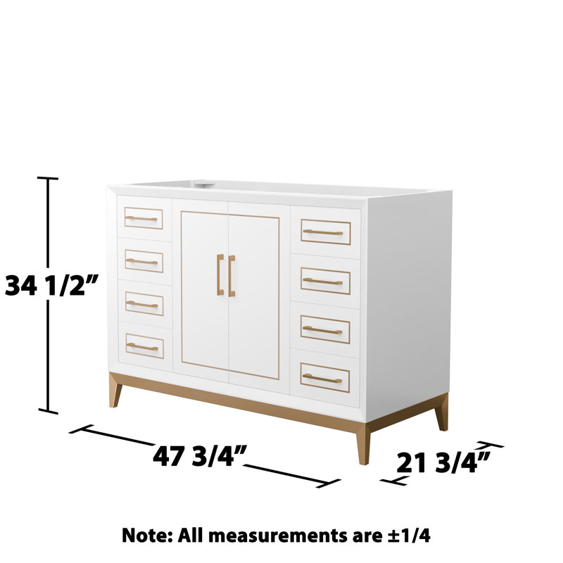 Base de meuble-lavabo simple 47,75 po Marlena seulement, Blanc / brun