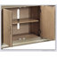 Armoire console en chêne naturel à motif soleil levant et motif taupe Dodie, parfaite pour un rangement et une présentation élégants