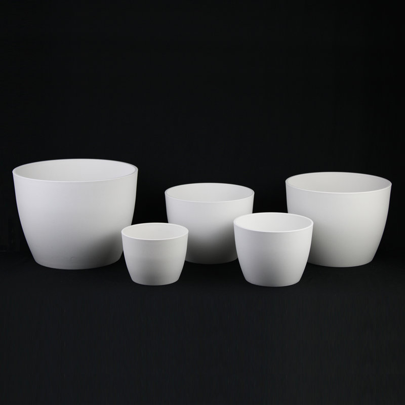 Ensemble de 5 pots à fleurs blancs en plastique - Design rond moderne