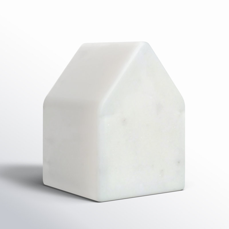 Adalynn Marble Home Object, 3.5" H x 2.5" W x 2.5" D, White