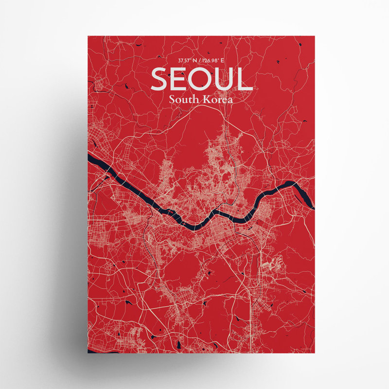 Seoul City Map In Nautical - No Frame Print, 27.6cm H x 19.7cm W x 0.05cm D