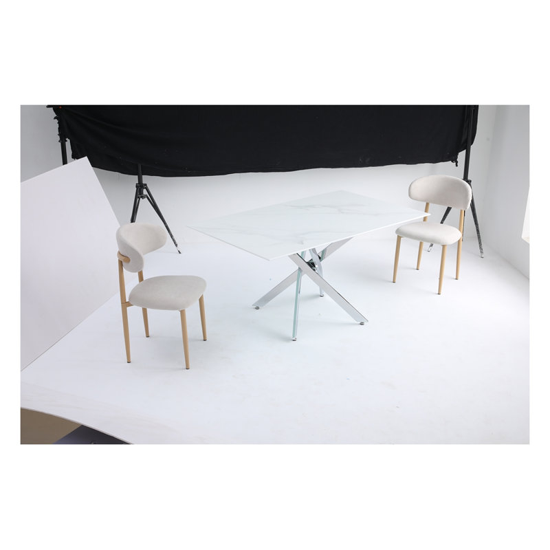 Table rectangulaire 59,06 "en verre trempé - structure en fer argenté, grande, H 29,53 po x L 59,06 po x l 35,43 po