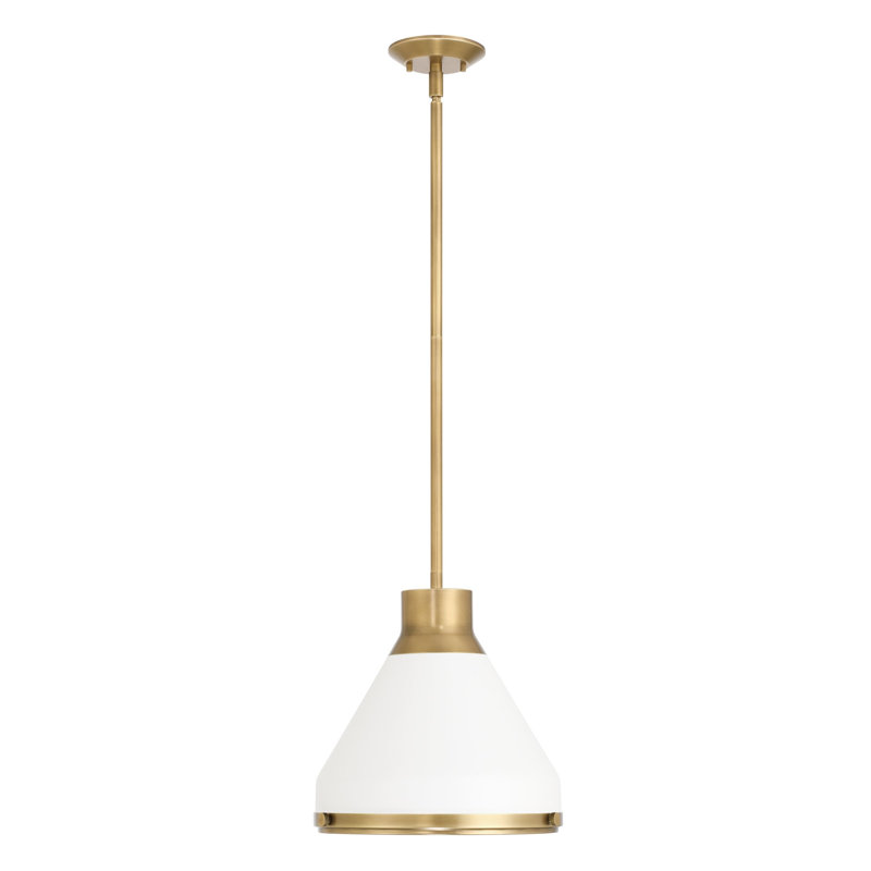 Luminaire suspendu en laiton naturel 1 lumière avec abat-jour en métal bleu mat Randel, Bleu