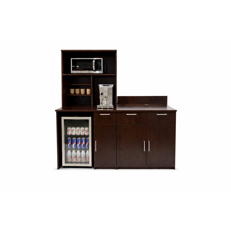 Armoire de rafraîchissement de bureau avec tablette pour micro-ondes et mini-ouverture de bureau, Espresso