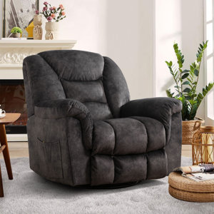 Flournory 41.3'' Wide Classic Super Soft And Oversize Swivel and Rocker Manual Recliner.  Incomplete. 1 of 2  only 