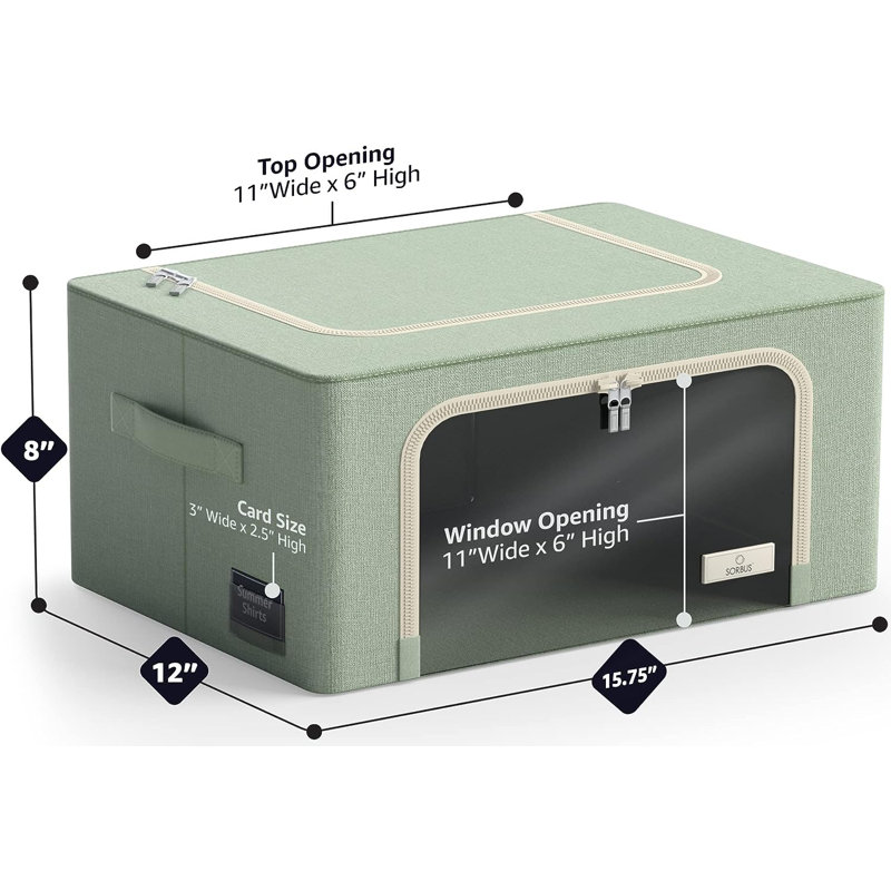 Storage Sorbus Small Storage Box Foldable with Window & Handles, Teal
